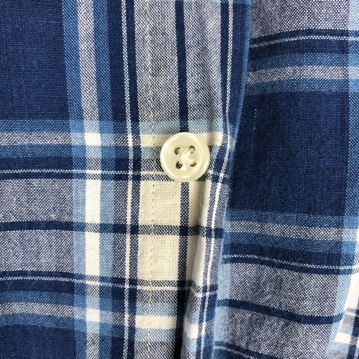 Ralph Lauren Indigo Oxford Long Sleeve Button-Down Check Shirt, Men's Size L cotton navy blue type Vintage Second Hand