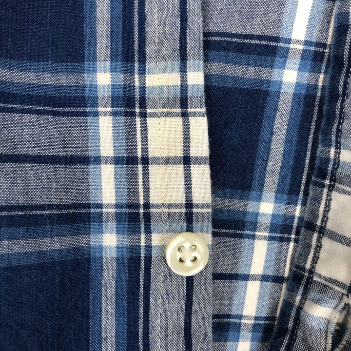 Ralph Lauren Indigo Oxford Long Sleeve Button-Down Check Shirt, Men's Size L cotton navy blue type Vintage Second Hand