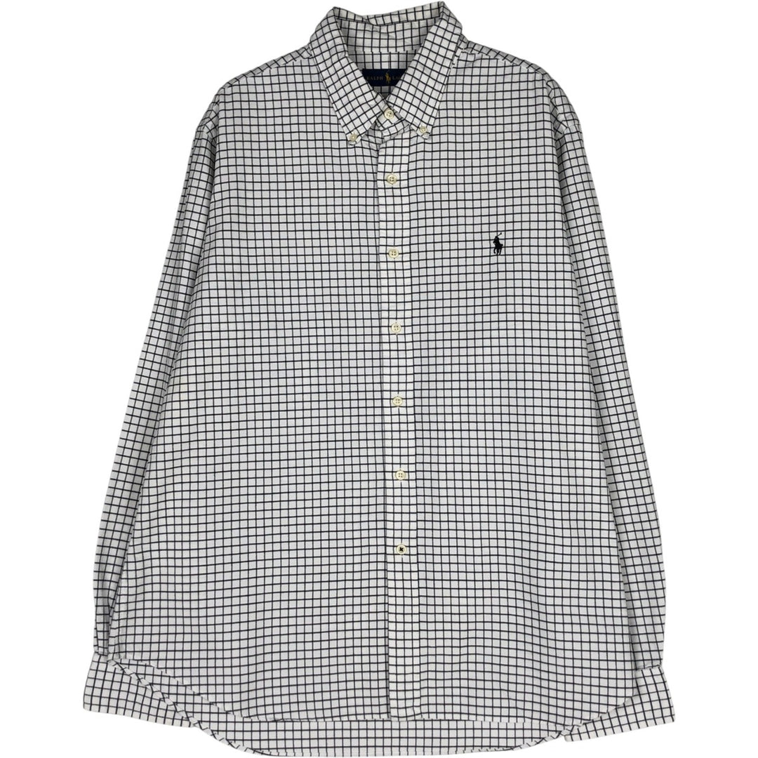 Ralph Lauren long sleeve button down check shirt, men's XL size cotton white type Vintage Second Hand