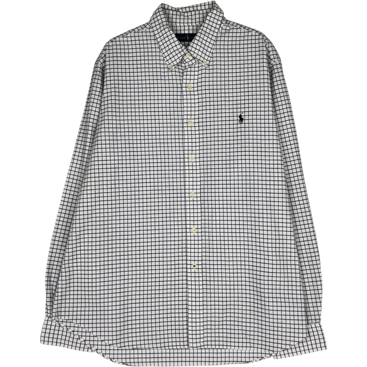 Ralph Lauren long sleeve button down check shirt, men's XL size cotton white type Vintage Second Hand