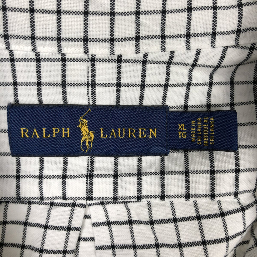 Ralph Lauren long sleeve button down check shirt, men's XL size cotton white type Vintage Second Hand