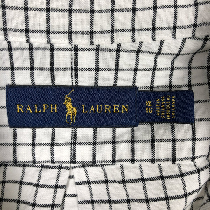 Ralph Lauren long sleeve button down check shirt, men's XL size cotton white type Vintage Second Hand