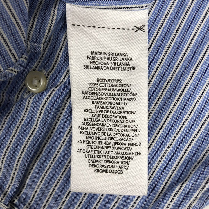 Ralph Lauren Slim Fit Multi-Stripe Long-Sleeve Button-Down Striped Shirt, Men's Size L (approx.) cotton blue type Vintage Second Hand