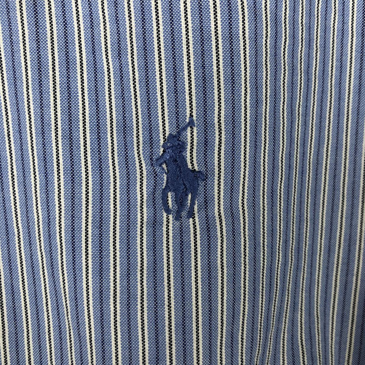 Ralph Lauren Slim Fit Multi-Stripe Long-Sleeve Button-Down Striped Shirt, Men's Size L (approx.) cotton blue type Vintage Second Hand