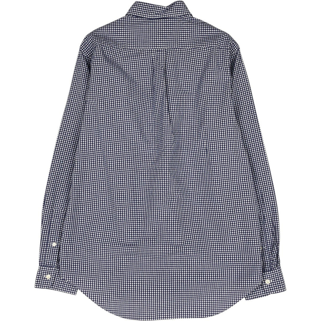 Ralph Lauren Gingham Check Long Sleeve Button-Down Check Shirt, Men's M Size cotton Navy blue Vintage Second Hand
