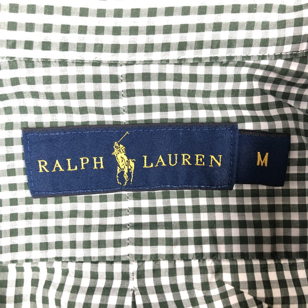Ralph Lauren Gingham Check Long Sleeve Button-Down Check Shirt, Men's M Size cotton Green type dark green Vintage Second Hand