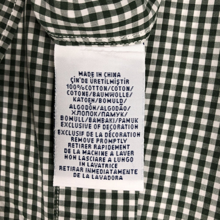 Ralph Lauren Gingham Check Long Sleeve Button-Down Check Shirt, Men's M Size cotton Green type dark green Vintage Second Hand