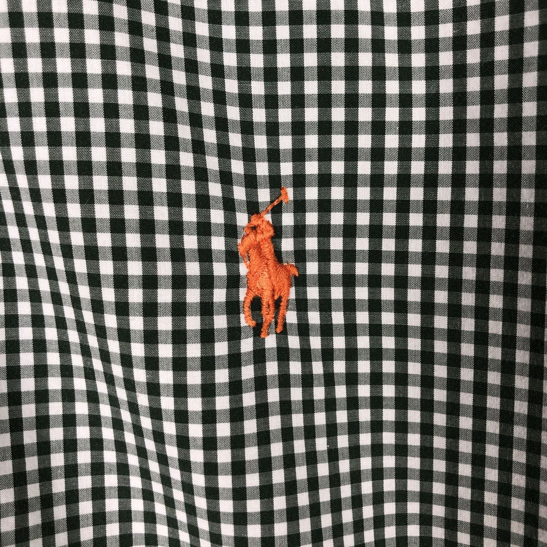 Ralph Lauren Gingham Check Long Sleeve Button-Down Check Shirt, Men's M Size cotton Green type dark green Vintage Second Hand