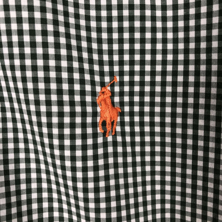 Ralph Lauren Gingham Check Long Sleeve Button-Down Check Shirt, Men's M Size cotton Green type dark green Vintage Second Hand