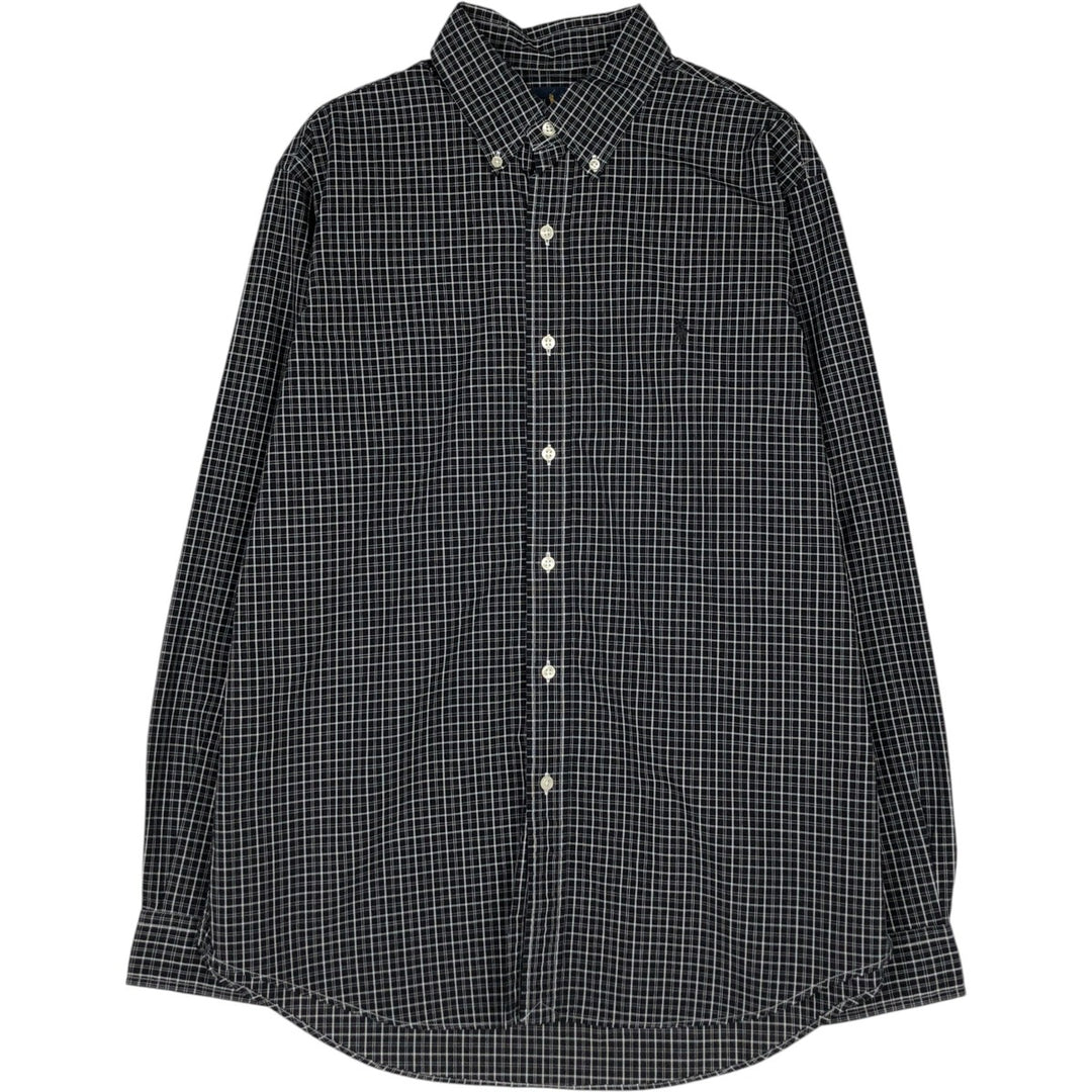 Ralph Lauren long sleeve button down check shirt, men's size L cotton black type Vintage Second Hand
