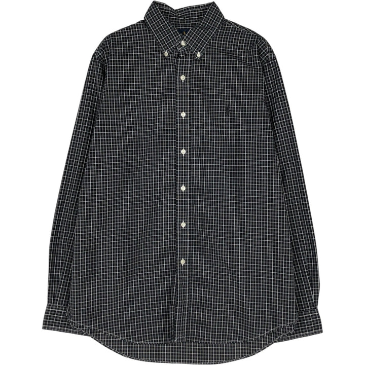Ralph Lauren long sleeve button down check shirt, men's size L cotton black type Vintage Second Hand