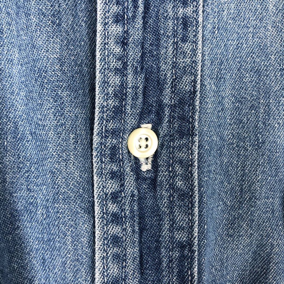 90'S GAP DENIM Old GAP Long-Sleeve Button-Down Denim Shirt Made in Canada Men's XL Equivalent Vintage cotton blue type Vintage Second Hand