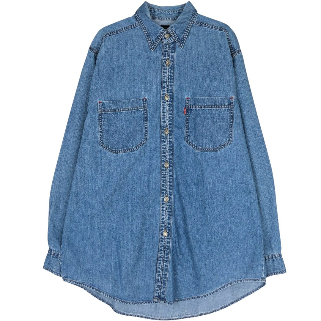 90'S Levi's RED TAB Long-Sleeve Denim Shirt, Men's Size M (approx.), Vintage cotton blue type Vintage Second Hand