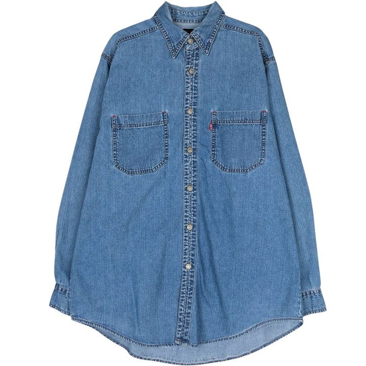 90'S Levi's RED TAB Long-Sleeve Denim Shirt, Men's Size M (approx.), Vintage cotton blue type Vintage Second Hand