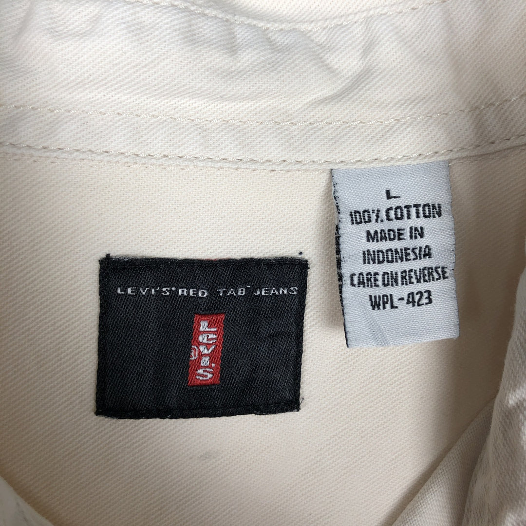90'S Levi's RED TAB Long-Sleeve White Denim Shirt, Men's Size L (approx.), Vintage cotton white type Vintage Second Hand