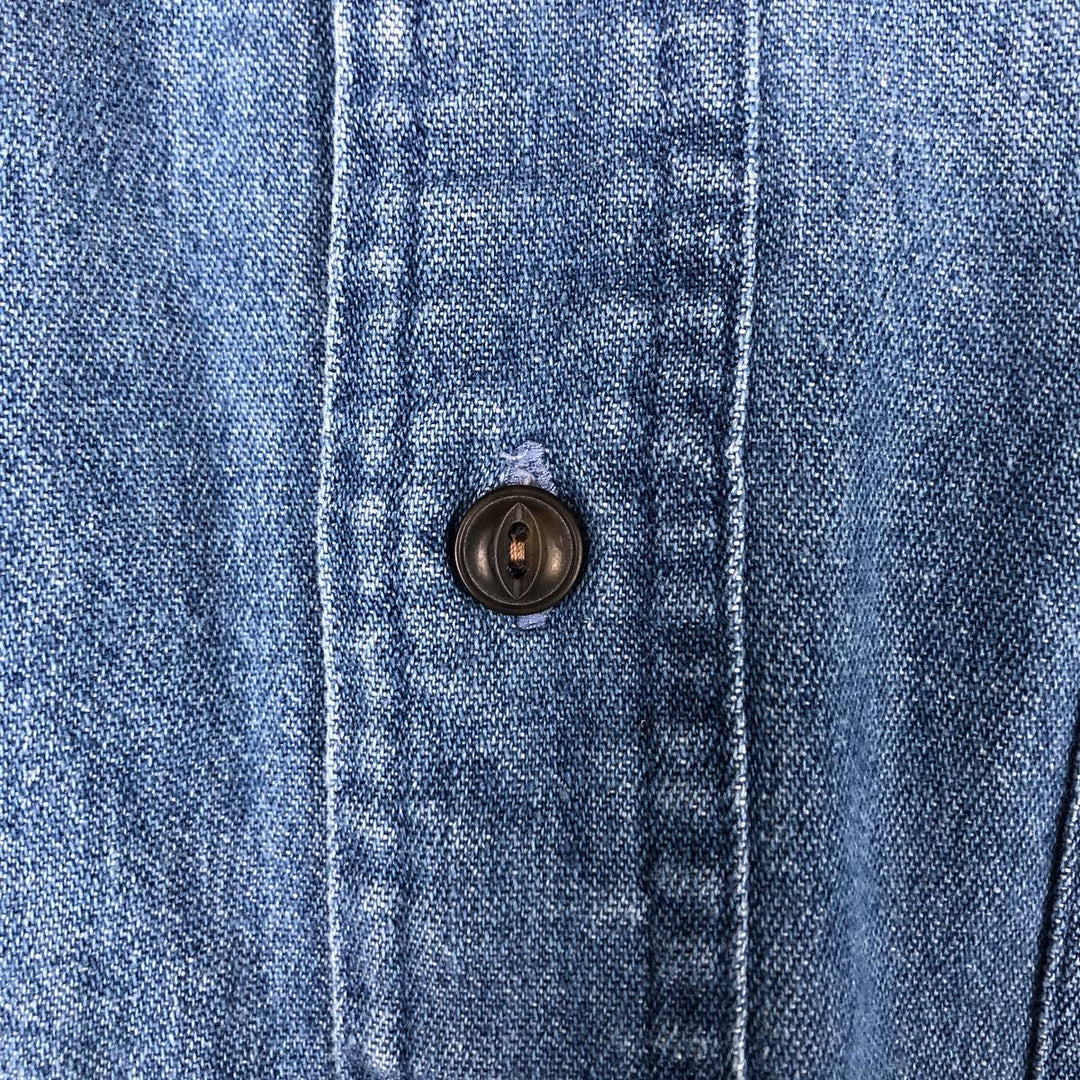 1980'S Ralph Lauren CHAPS Long-Sleeve Denim Shirt, Men's Size L (approx.), Vintage cotton blue type Vintage Second Hand