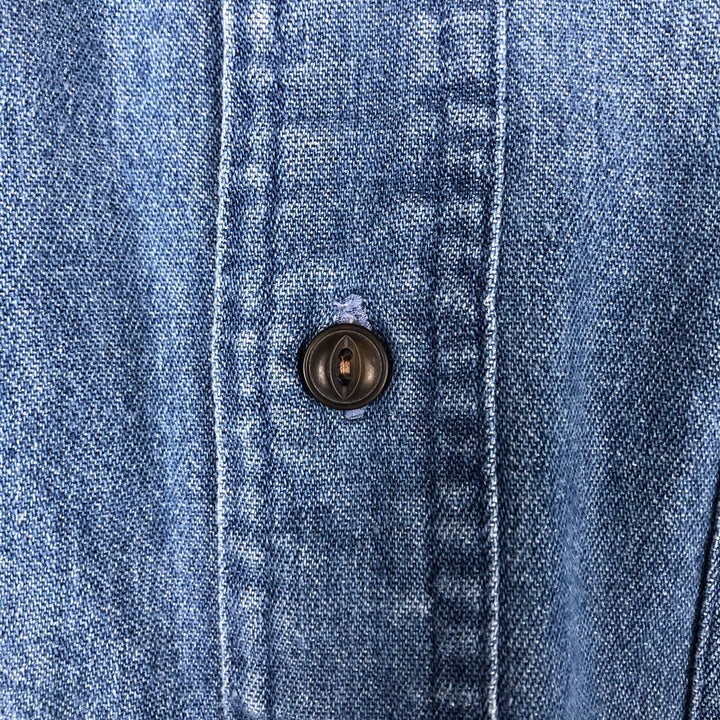 1980'S Ralph Lauren CHAPS Long-Sleeve Denim Shirt, Men's Size L (approx.), Vintage cotton blue type Vintage Second Hand