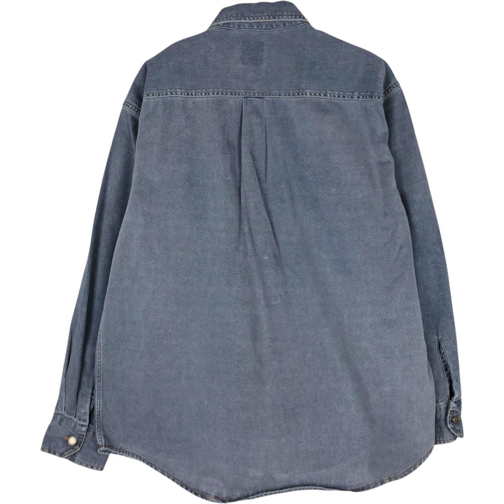 90'S GAP DENIM Vintage Long Sleeve Denim Shirt, Men's Size L cotton navy blue type Vintage Second Hand