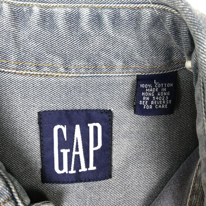 90'S GAP DENIM Vintage Long Sleeve Denim Shirt, Men's Size L cotton navy blue type Vintage Second Hand