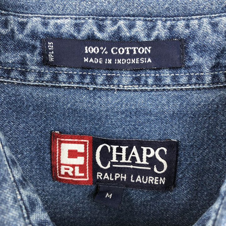 Ralph Lauren Chaps long-sleeved button-down denim shirt, men's size M cotton blue type Vintage Second Hand