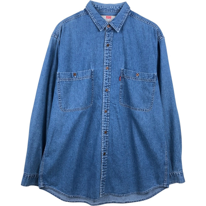 90'S Levi's Long Sleeve Denim Shirt, Men's Size L, Vintage cotton blue type Vintage Second Hand