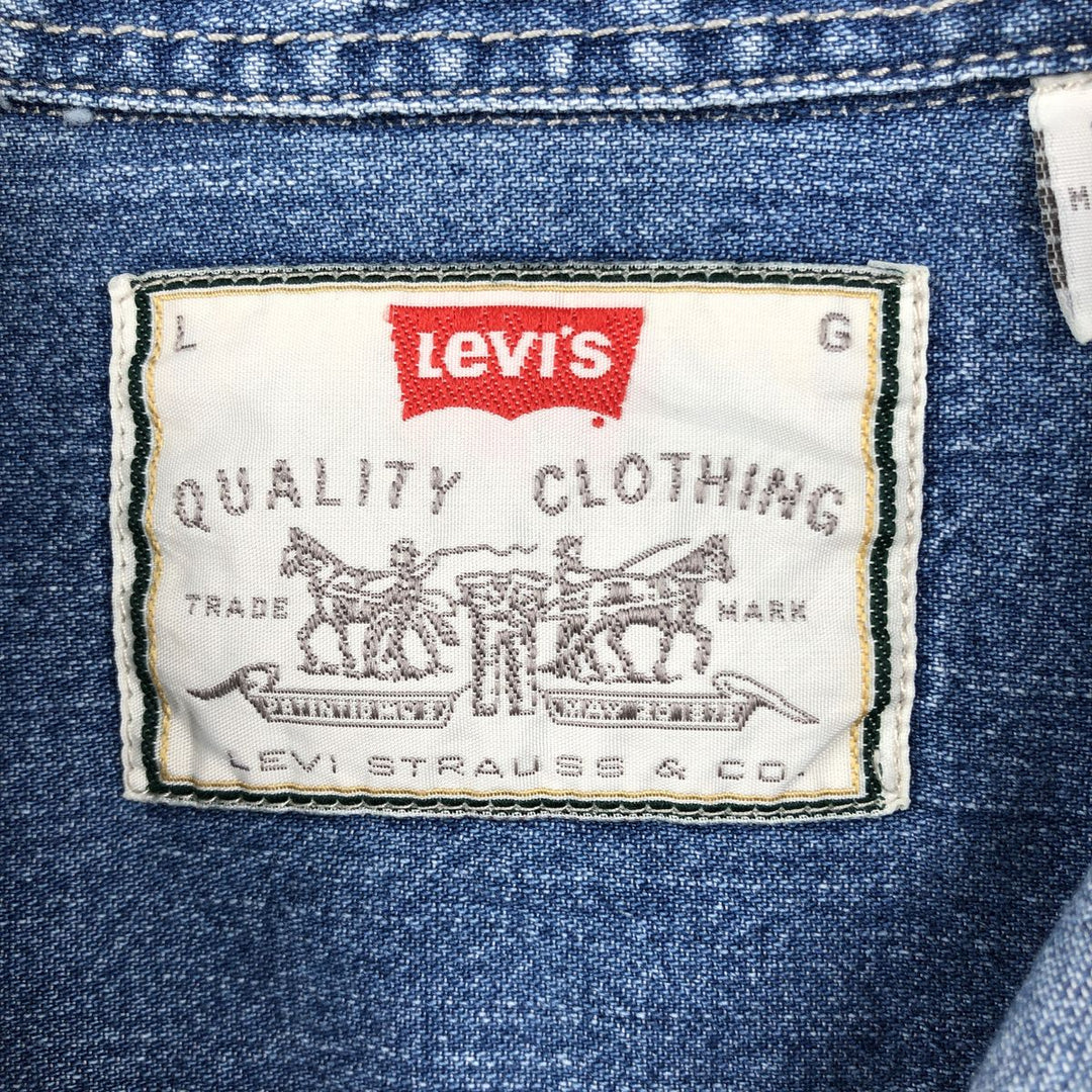 90'S Levi's Long Sleeve Denim Shirt, Men's Size L, Vintage cotton blue type Vintage Second Hand