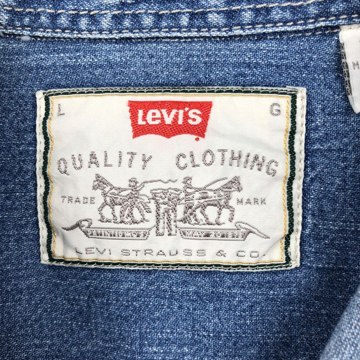 90'S Levi's Long Sleeve Denim Shirt, Men's Size L, Vintage cotton blue type Vintage Second Hand