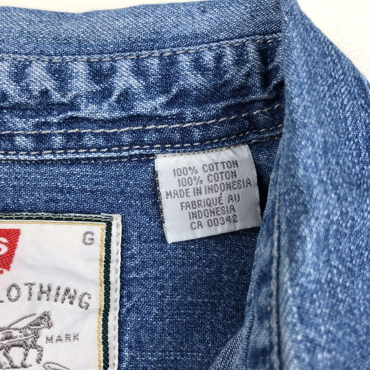90'S Levi's Long Sleeve Denim Shirt, Men's Size L, Vintage cotton blue type Vintage Second Hand