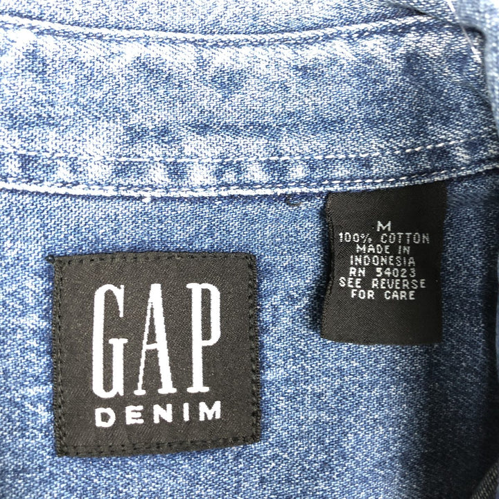 90'S GAP DENIM Old GAP Long-Sleeve Denim Shirt Men's Size M (Equivalent) Vintage cotton blue type Vintage Second Hand
