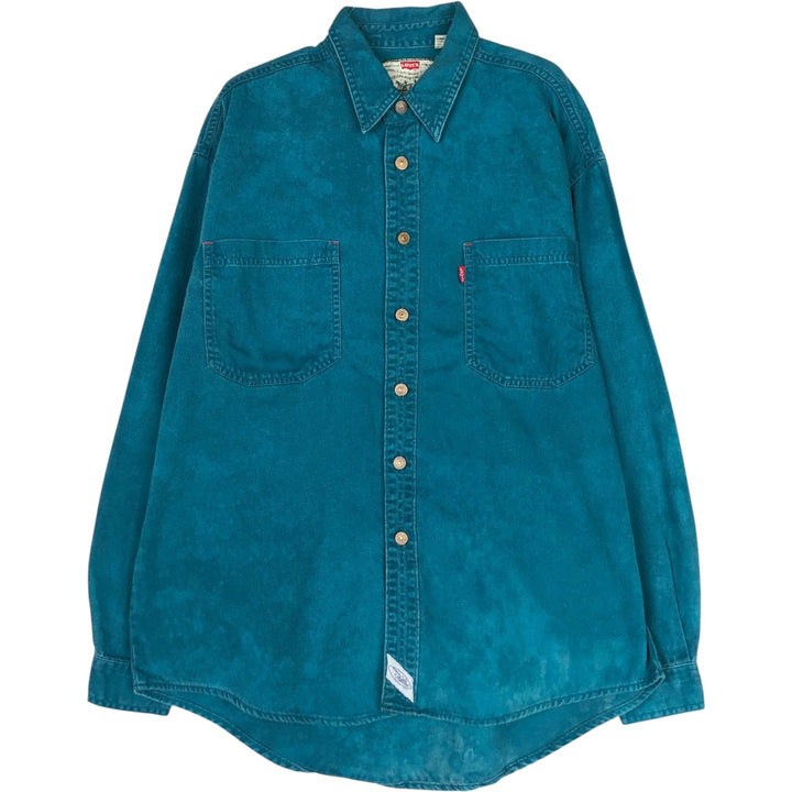 Levi's long sleeve denim shirt, men's size L cotton green type Vintage Second Hand
