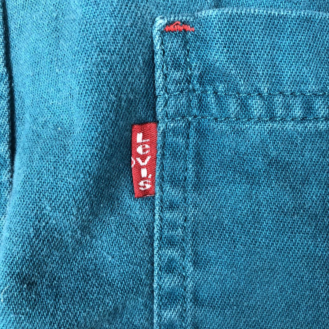 Levi's long sleeve denim shirt, men's size L cotton green type Vintage Second Hand