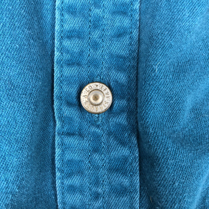 Levi's long sleeve denim shirt, men's size L cotton green type Vintage Second Hand