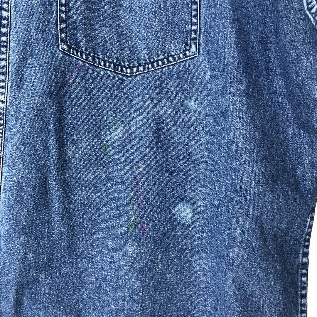 90'S Ralph Lauren CHAPS Long-Sleeve Denim Shirt, Men's XL (approx.), Vintage cotton blue type Vintage Second Hand