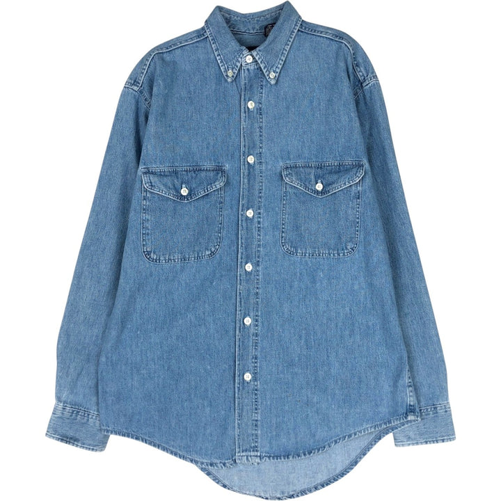 90'S GAP DENIM Old GAP Long Sleeve Button-Down Denim Shirt Made in USA Men's Size S (Equivalent) Vintage cotton blue type Vintage Second Hand