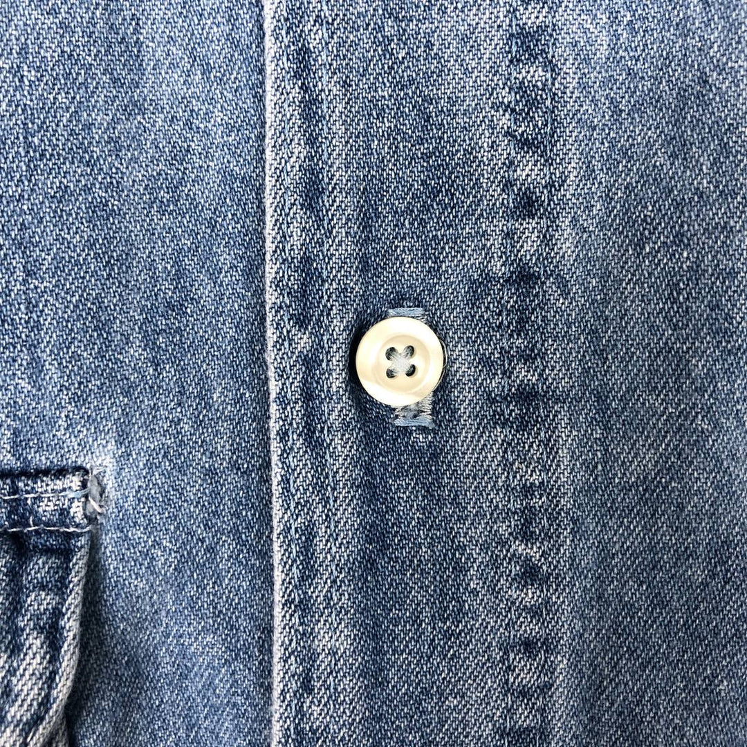 90'S GAP DENIM Old GAP Long Sleeve Button-Down Denim Shirt Made in USA Men's Size S (Equivalent) Vintage cotton blue type Vintage Second Hand
