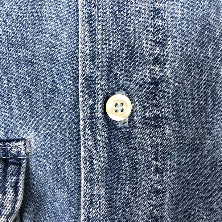90'S GAP DENIM Old GAP Long Sleeve Button-Down Denim Shirt Made in USA Men's Size S (Equivalent) Vintage cotton blue type Vintage Second Hand