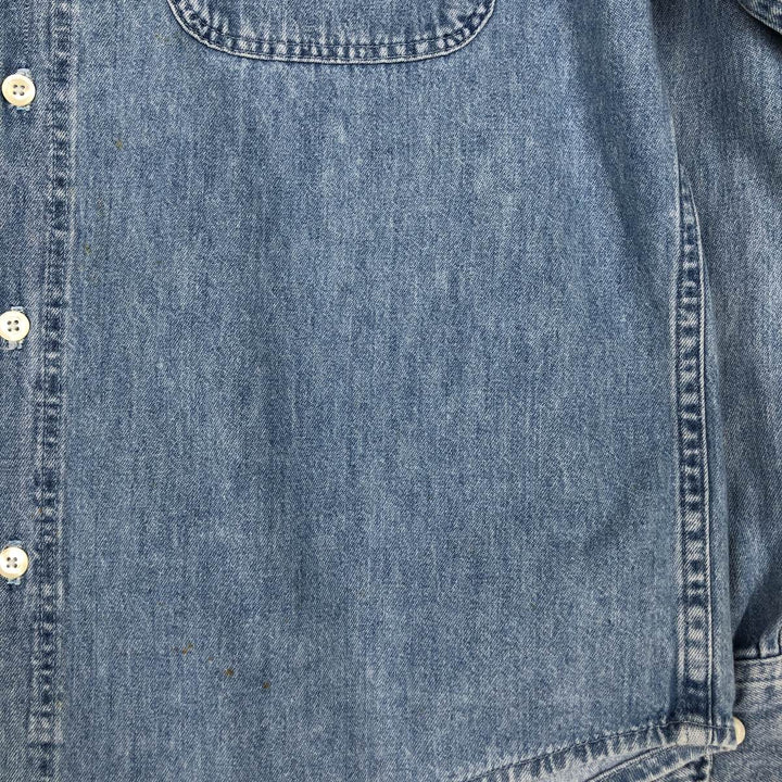 90'S GAP DENIM Old GAP Long Sleeve Button-Down Denim Shirt Made in USA Men's Size S (Equivalent) Vintage cotton blue type Vintage Second Hand