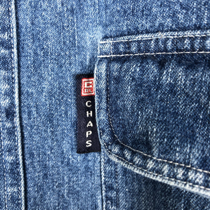 1990'S Ralph Lauren CHAPS Long-Sleeve Denim Shirt, Men's Size L (approx.), Vintage cotton blue type Vintage Second Hand