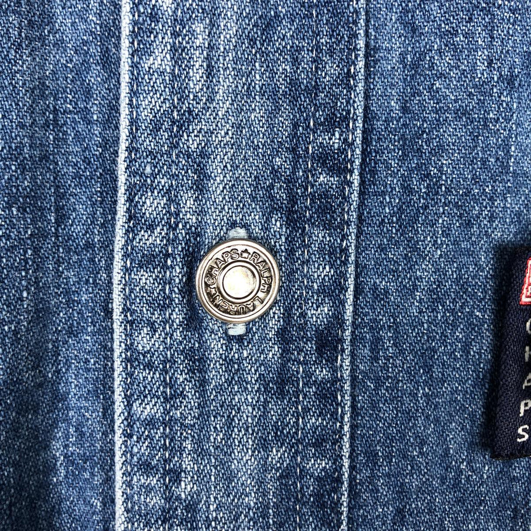 1990'S Ralph Lauren CHAPS Long-Sleeve Denim Shirt, Men's Size L (approx.), Vintage cotton blue type Vintage Second Hand