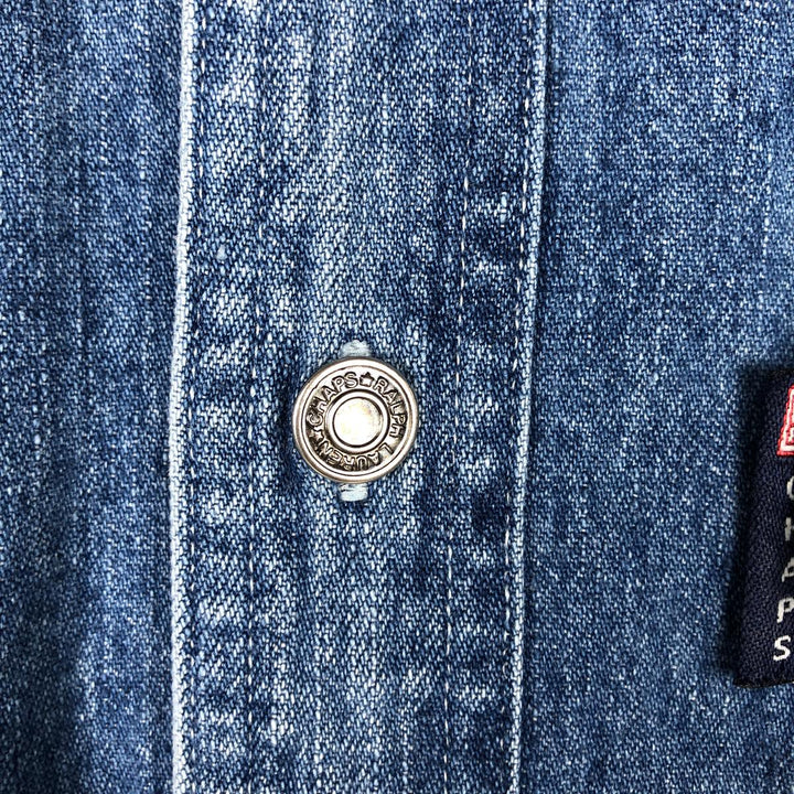 1990'S Ralph Lauren CHAPS Long-Sleeve Denim Shirt, Men's Size L (approx.), Vintage cotton blue type Vintage Second Hand