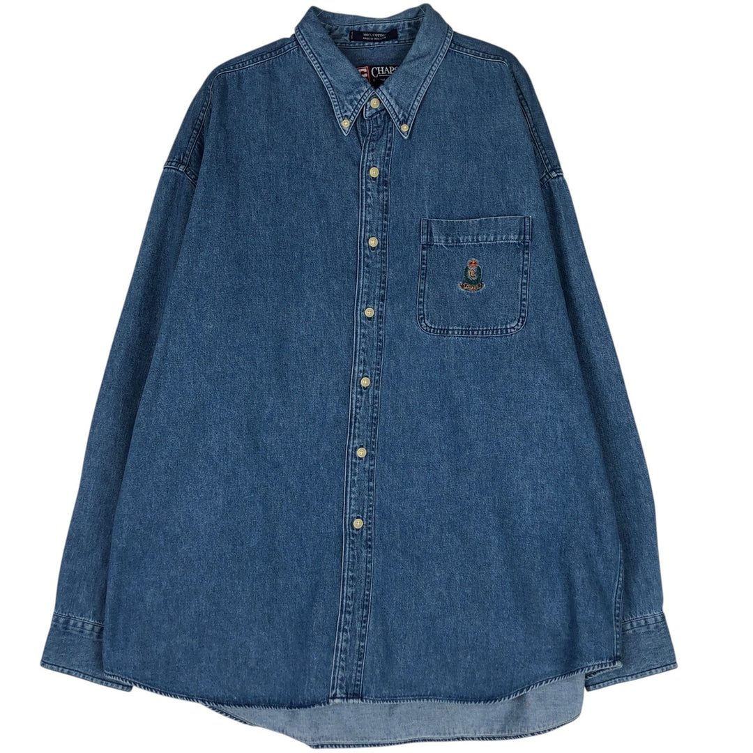 Vintage 90'S Ralph Lauren Chaps long-sleeved button-down denim shirt, men's size XL cotton blue type Vintage Second Hand