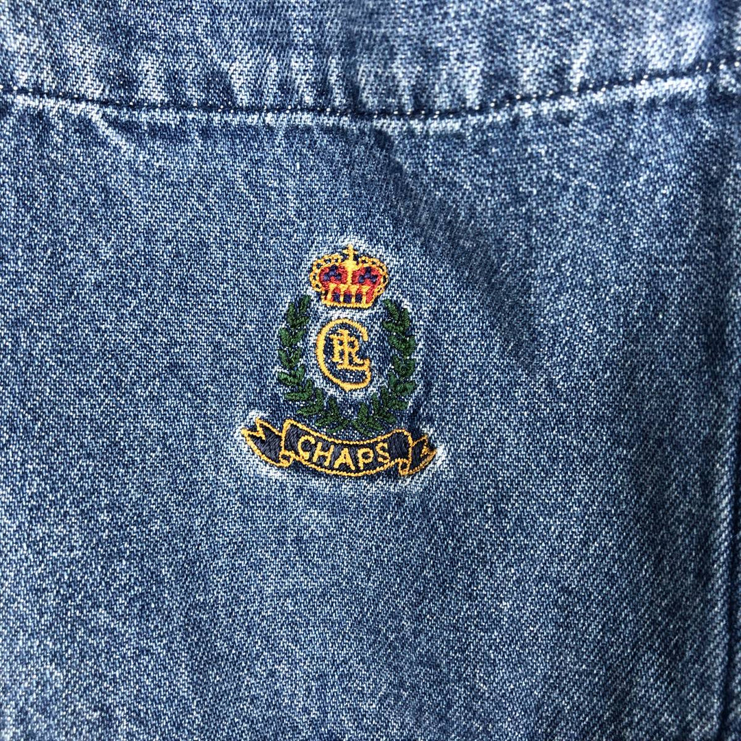 Vintage 90'S Ralph Lauren Chaps long-sleeved button-down denim shirt, men's size XL cotton blue type Vintage Second Hand