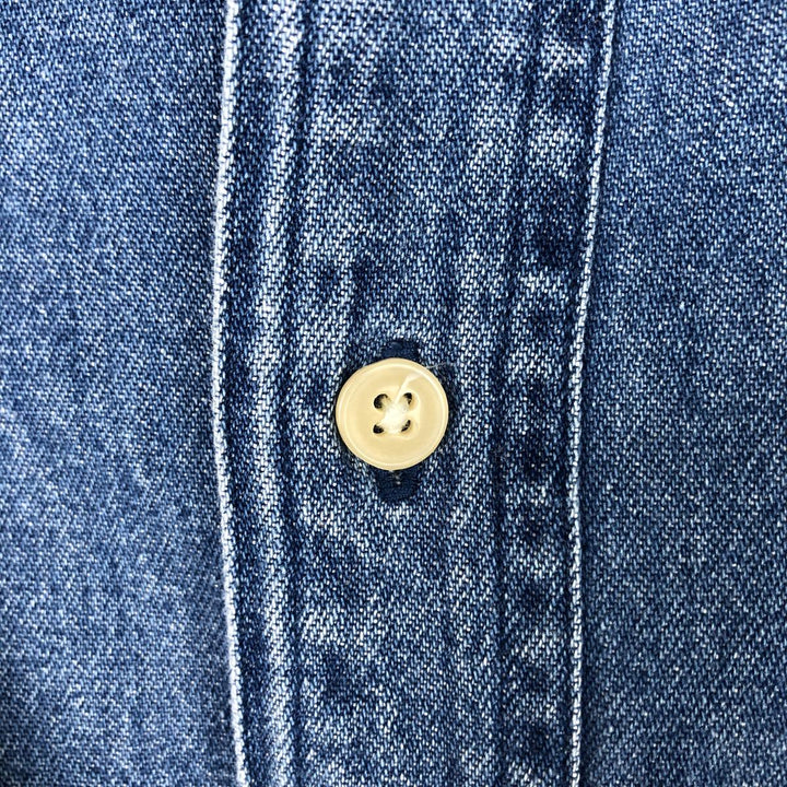 Vintage 90'S Ralph Lauren Chaps long-sleeved button-down denim shirt, men's size XL cotton blue type Vintage Second Hand