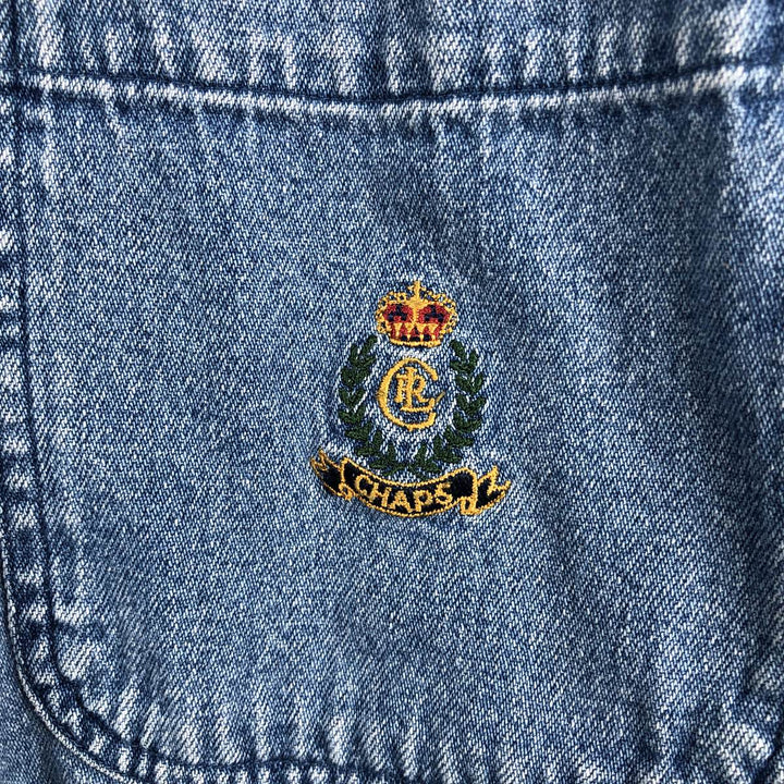 Ralph Lauren CHAPS Long Sleeve Button Down Denim Shirt Men's L Size cotton blue type Vintage Second Hand