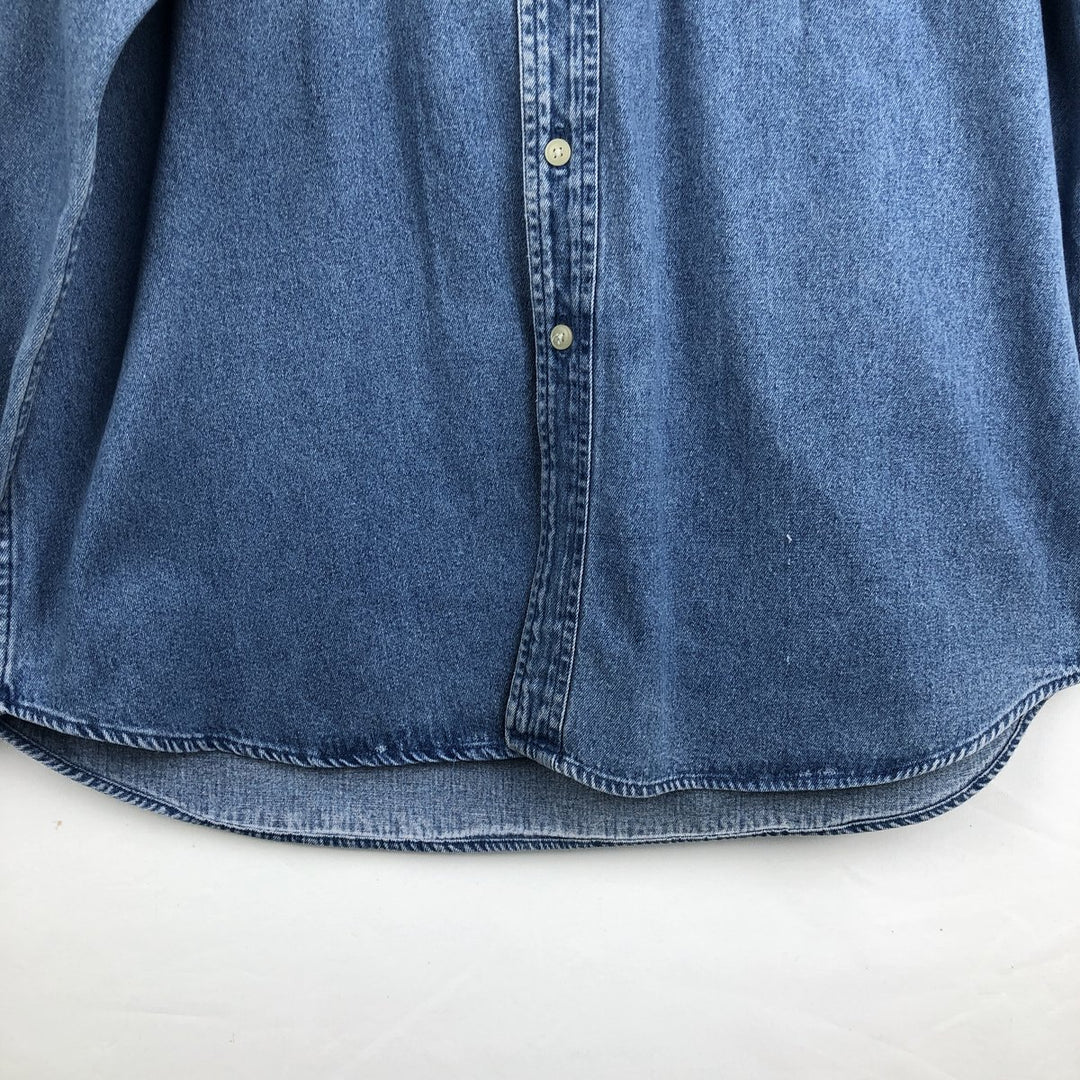 Ralph Lauren CHAPS Long Sleeve Button Down Denim Shirt Men's L Size cotton blue type Vintage Second Hand