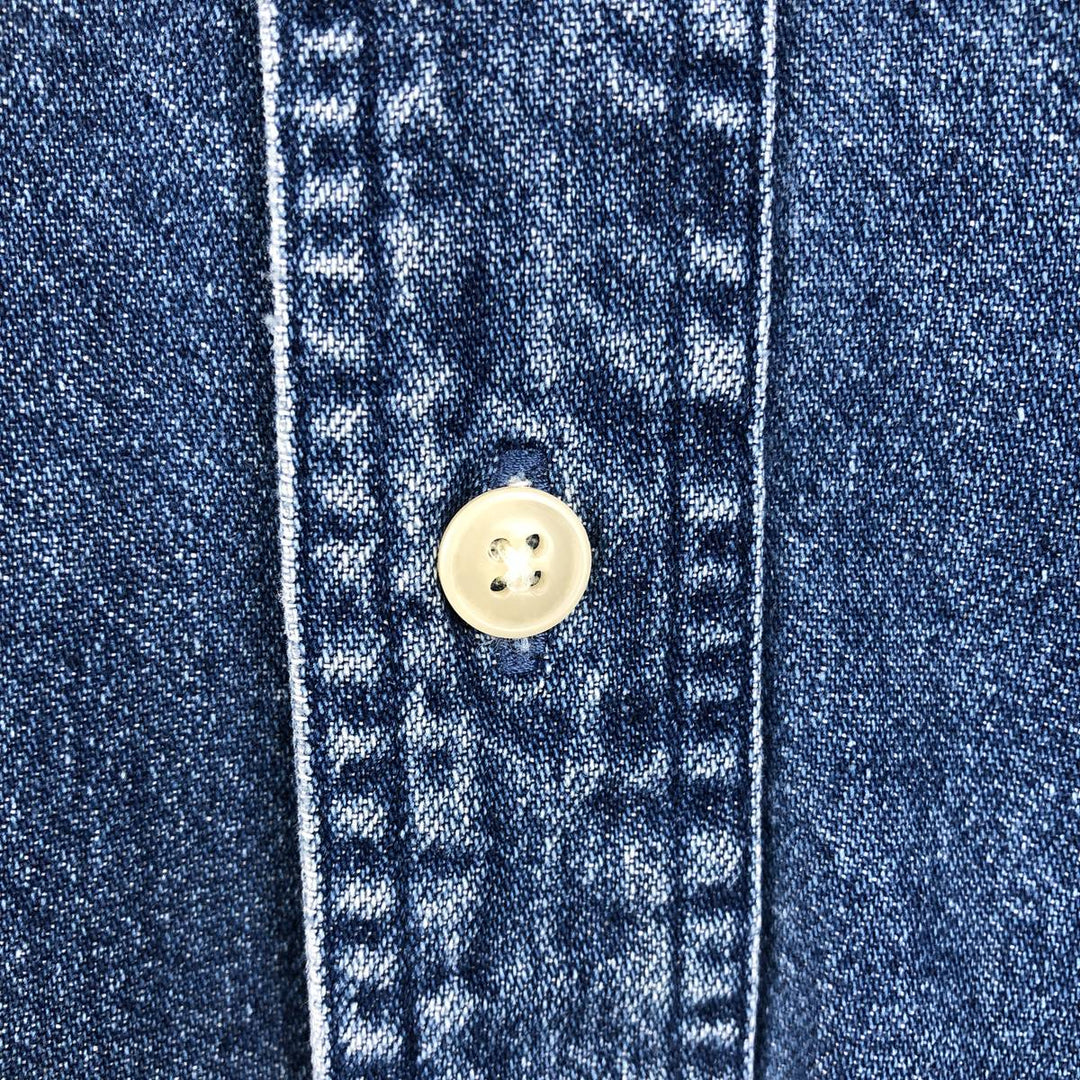 Ralph Lauren CHAPS Long Sleeve Button Down Denim Shirt Men's L Size unclear blue type Vintage Second Hand