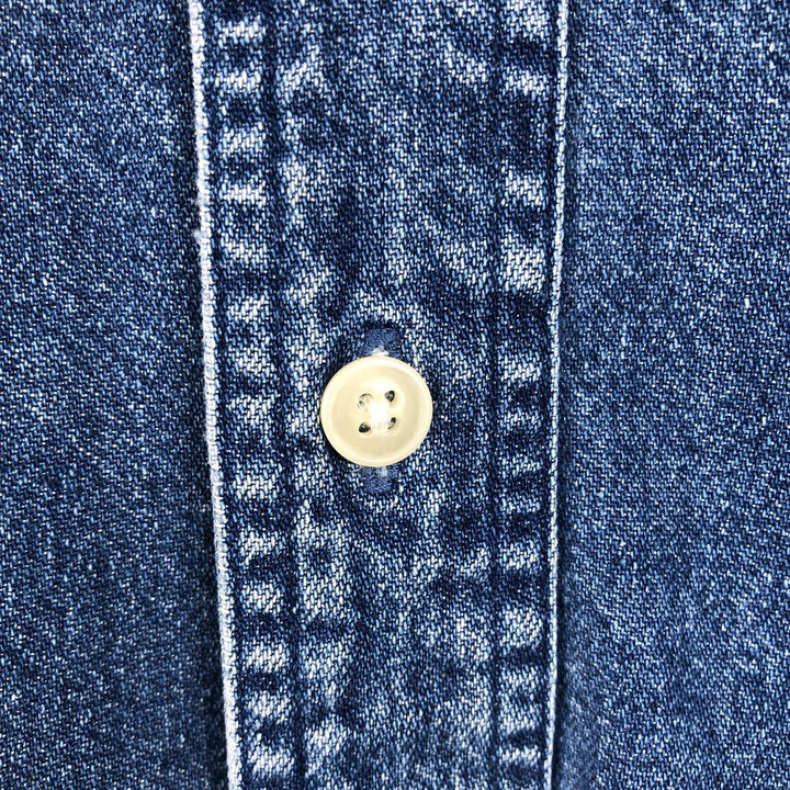 Ralph Lauren CHAPS Long Sleeve Button Down Denim Shirt Men's L Size unclear blue type Vintage Second Hand