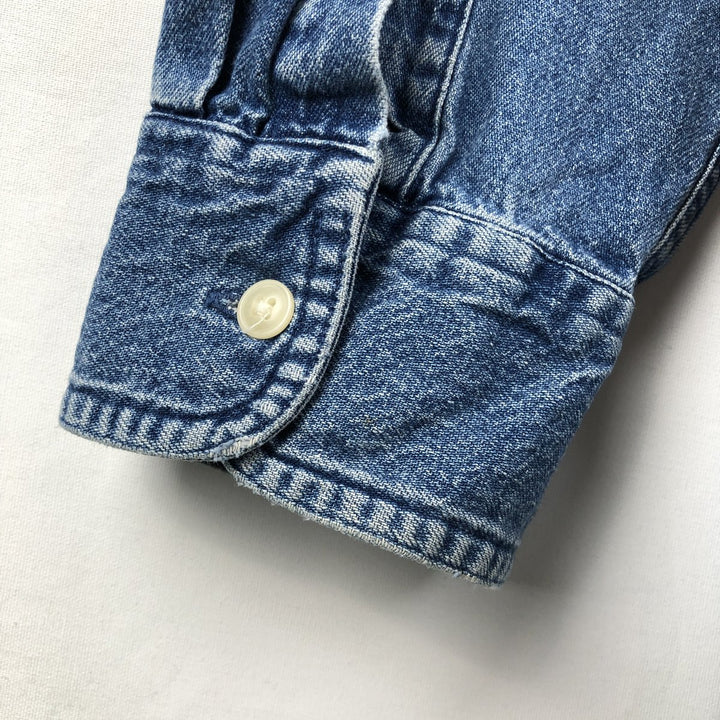 Ralph Lauren CHAPS Long Sleeve Button Down Denim Shirt Men's L Size unclear blue type Vintage Second Hand