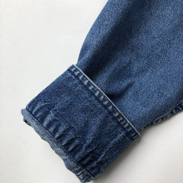 Ralph Lauren CHAPS Long Sleeve Button Down Denim Shirt Men's L Size unclear blue type Vintage Second Hand