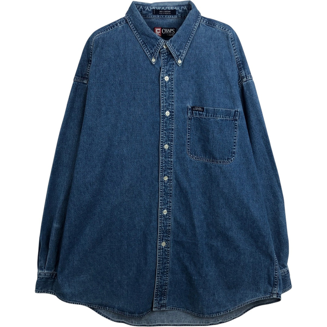 Ralph Lauren CHAPS Long Sleeve Button Down Denim Shirt Men's XL cotton blue type Vintage Second Hand